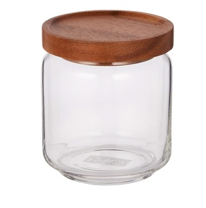 Clear <b>Glass</b> <b>Storage</b> Jars with Wooden Lids for Dry Fruits Spices Grains Cookies Candy and Kitchen Essentials - Product Image 6