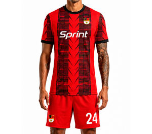 Camiseta de Fútbol para Hombre Sprint, Roja y Negra a Rayas, Cuello Redondo, Manga Corta, Poliéster que Absorbe la Humedad - Product Image 4