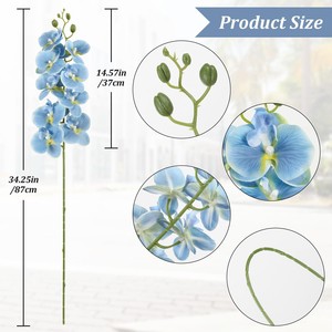 THAF-018 Venta al por Mayor de Tallos de Orquídea Phalaenopsis Artificiales Realistas al Tacto, Orquídea de Látex Azul para Decoración de Hogar, Bodas y Hoteles - Product Image 4