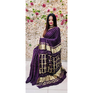 Sari Bandhej de Seda Gajji Pura, Sari Bandhani Hecho a Mano, Fabricante y Proveedor de Ropa Étnica de la India - Product Image 1