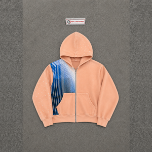 NOUVEAU HOODIE ZIPPÉ PREMIUM PÊCHE – Vêtement élégant, intemporel, confortable et tendance, couleur neutre, streetwear en molleton. - Product Image 5