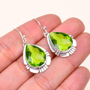 Boucles d'oreilles en argent sterling 925 péridot boucles d'oreilles en pierres précieuses bijoux boucles d'oreilles faites à la main bijoux péridot cadeaux de noël pour les femmes - Product Image 6