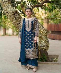 Haut en Georgette de soie à usage ethnique indien lourd Sharara avec Dupatta - Product Image 4