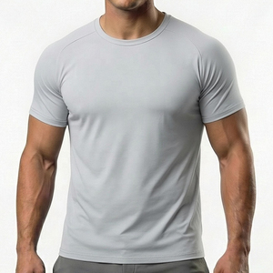 High Quality Summer Stretch Loose Casual Jersey Silk Screen Printing Solid Color Short-Sleeve Men's <b>T</b>-<b>Shirt</b> Customizable - Product Image 4