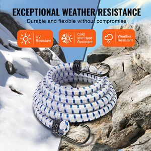 Set di 6 Cinghie Elastiche Resistenti da 72 Pollici con Corde Elastiche da 12 mm e Ganci in Acciaio A3 per Teloni da Campeggio e Trasporto Merci - Product Image 3