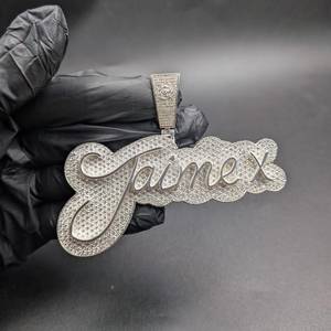 Colgante de Plata de Ley 925 con Letra Personalizada, Micro Pavé de Diamantes Moissanite VVS de Lujo, Estilo Hip Hop, Unisex - Product Image 5
