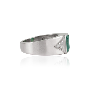 Bezel Setting 925 Sterling <b>Silver</b> 100% Authentic Octagon Shape <b>Emerald</b> & Diamond Wide Band Unisex <b>Ring</b> Party Wear Jewelry - Product Image 5