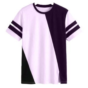 เสื้อยืดผู้ชาย คอโอ แขนสั้น ทรงปกติ สไตล์ลำลอง สีดำขาวตัดขอบ แต่งขอบด้วยผ้าถัก 100% ผ้าฝ้าย - Product Image 6