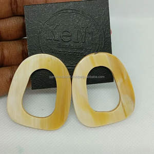 Pendientes de Cuerno de Búfalo Plateados de Moda, Joyería de Cuerno 100% Natural, Pendientes de Aro, Regalo para Mujeres y Niñas, Pendientes Colgantes Finos - Product Image 3