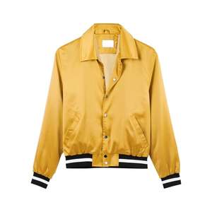 High Quality Satin <b>Bomber</b> <b>Jacket</b> For <b>Men's</b> Long Sleeve Button Up Lightweight Windproof Winter <b>Jacket</b> For Adult - Product Image 3