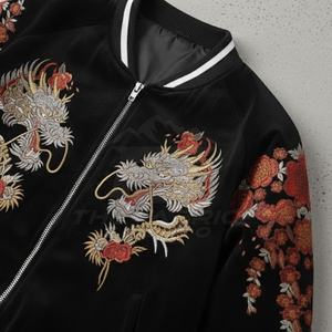 Custom Colors Winter Stand Front Long Lasting Fabric Embroidered Sukajan Jacket Eco-Friendly Breathable Comfortable Fit - Product Image 6