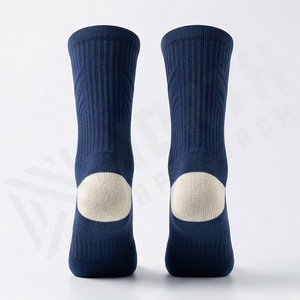 Crew <b>Socks</b> Solid Navy Blue Cotton Polyester Spandex Breathable Knitted for Daily Casual Wear Autumn Season Adult Size - Product Image 2