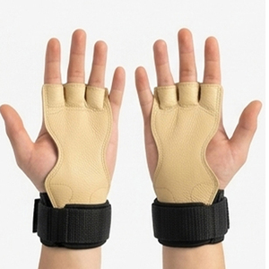 Guantes de cuero para ejercicios de dedos, soporte de muñeca ajustable para entrenamiento, agarres de cuero para fitness, agarre de cuero para dominadas, unisex - Product Image 1