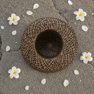 Sombrero de Sol Étnico de Lontar Natural, Bordado a Mano, Diseño Dibujado a Mano, Sólido, para Verano, Playa, Viajes al Aire Libre, Protección Solar - Product Image 3