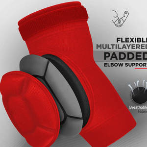 Protector de Codo Tejido Rojo, Transpirable, Protección Universal Unisex para Todas las Estaciones, Cierre de Tirón, Equipo Deportivo de Voleibol - Product Image 3