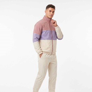 Custom Men's Color Block Nylon Tracksuit Windbreaker <b>Jacket</b> and Snap Button Pants Set Streetwear Sportswear OEM ODM - Product Image 2