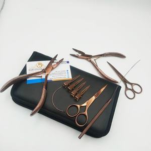 Pince à cheveux à 2 trous, couleur or rose, micro-anneaux, ciseaux pour extensions de cheveux en acier inoxydable avec aiguilles et pinces - Product Image 1