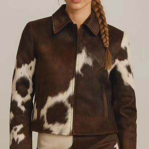 Chaqueta de Cuero Auténtico con Patrón Natural, Material Suave y Duradero, Prenda Exterior Elegante e Ideal, Abrigo Cálido y Cómodo - Product Image 1