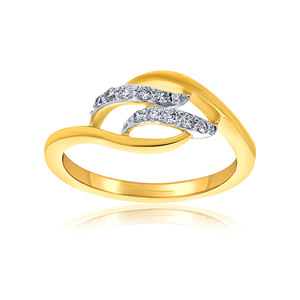 Anillo en espiral de oro amarillo macizo para mujer, oro de 14 quilates, diamantes redondos de 0,20 quilates, engaste delicado, joyería fina, regalo para novia - Product Image 1