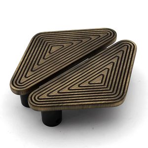 Modern Geometric Wooden Cabinet Knobs Triangle Pattern Decorative Drawer Pull Handles - Product Image 4