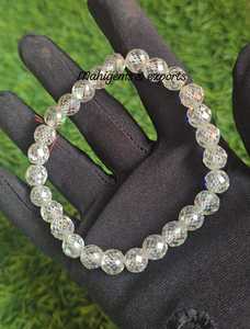 8 MM White Round Shape Moissanite <b>Bracelet</b> Gift For Her / Him - Product Image 2