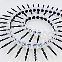Vis à cloison sèche à filetage fin, collées en chaîne, tête plate en forme de trompette, phosphatées noires, autotaraudeuses pour plaques de plâtre