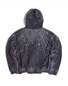 Custom Luxury Vintage Wash Rhinestone Zip Up Hoodie Oversized Streetwear Galaxy Crystal Full Zip Sweatshirt for Men Women - Product Image 5