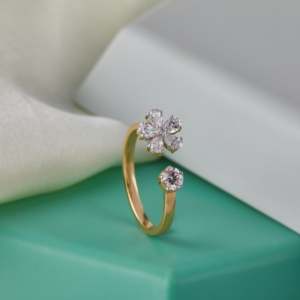Purecarat <b>Open</b> Floral Geometric Minimalistic Multi-Stone Diamond <b>Ring</b> - Product Image 4