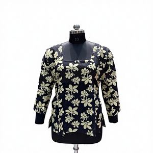 Túnica con Diseño Floral en Color Negro, Túnica de Algodón Jaipuri con Estampado a Mano, Kurta, Kurti, Vestidos Sencillos e Informales a Excelente Precio - Product Image 4