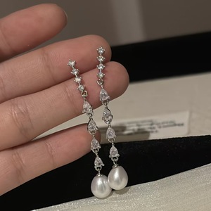 ต่างหูห้อยระย้า Hao Shi ดีไซน์หรูหรา พร้อมพู่ยาว ดีไซน์ทันสมัย ประดับด้วยไข่มุกน้ำจืด สำหรับ Xiaomi Pearl และลูกปัดรูปไข่ - Product Image 3