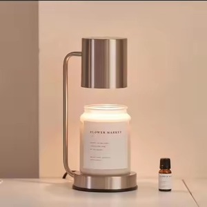 Lampe chauffe-bougie électrique avec cadre en laiton et abat-jour en verre pour aromathérapie, utilisation intérieure - Product Image 5