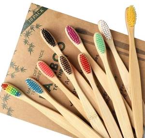 Brosse à dents naturelle avec poils doux au charbon de bois, manche en plastique, jetable, écologique, pour hôtel, maison et voyage - Product Image 3