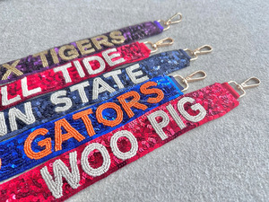 Custom Beaded Purse Straps Collegiate Spirit Fashion <b>Bag</b> <b>Accessories</b> Colorful Sequin Design Gameday Ready - Product Image 3