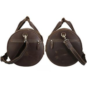 Borsa da viaggio retrò elegante Wainwright rotonda in pelle Vintage Weekender - Product Image 5
