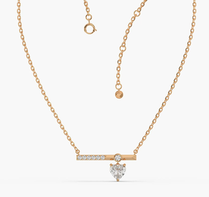 Pendentif cœur en diamant de culture dans un collier en or 14 carats pour femme - Product Image 1
