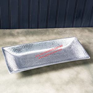 Plateau de service en aluminium martelé argenté, design éclaboussures, best-seller, haute qualité, métal, mariage, plateau de service sur mesure - Product Image 5