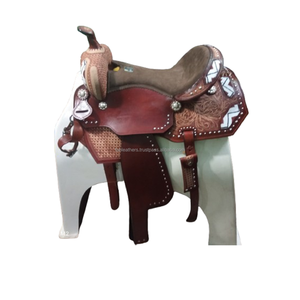 Selle d'entraînement de cheval Western en cuir véritable tout usage et plaisir Style Cowboy américain en cuir véritable - Product Image 1
