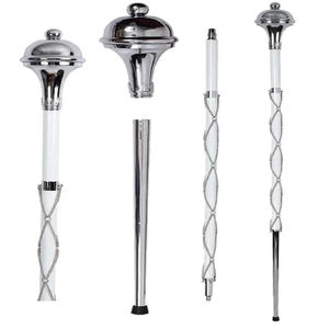 กระบองหัวกลมชุบโครเมียมพร้อมมงกุฎทองคำและลายสิงโต  หัวกระบองแบบนูน 1 ชิ้น  กระบองหัวกลมสีดำ  หัวกระบองทรงกลมชุบโครเมียม - Product Image 1