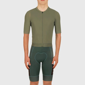 Ensemble de maillot de cyclisme pour homme, vert olive, manches courtes, respirant, séchage rapide, spandex, polyester, kit de vélo pour adultes - Product Image 1