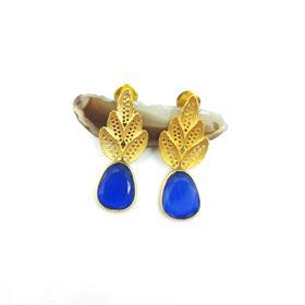 WHOLESALE BLUE MONALISA GEMSTONE 18K <b>GOLD</b> PLATED <b>DANGLE</b> <b>EARRINGS</b> 18K <b>GOLD</b> PLATED <b>EARRINGS</b> WITH TRENDY DESIGN - Product Image 5