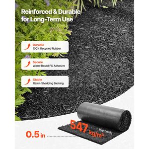 96 X 24 Recycled Rubber Mulch Mat Roll 2 Rolls 0.5 Thick Cuttable Natural Looking W Reduced Weed Growth <b>Pest</b> <b>Control</b> - Product Image 2