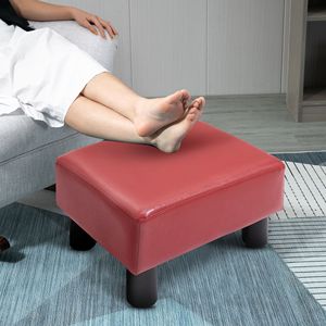 "Modern Faux Leather Rectangular Ottoman <b>Footrest</b> with Foam Seat for Living Room Bedroom Apartment Hotel Home" - Product Image 2