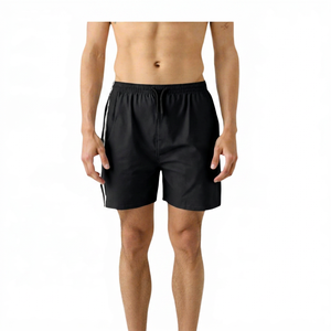 Shorts pour hommes de couleur unie à séchage rapide avec cordon de serrage, maillot de bain décontracté gris clair, taille mi-haute - Product Image 5