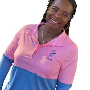 Pull à col zippé bicolore pour femmes Jack and Jill, avec logo personnalisé brodé, haut de performance color block, vente en gros OEM - Product Image 3