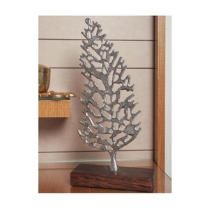 Accessoires de maison de sculpture en forme de feuille d'aluminium et de bois de haute qualité pour le fabricant et l'exportateur de décoration à la maison - Product Image 2