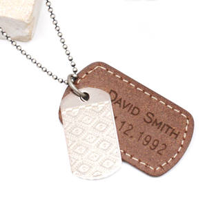 Collar con etiqueta de cuero para perro, logo grabado personalizado - Product Image 1