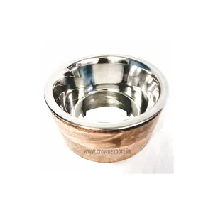 Premium Wooden & Steel Pet Bowl Top Quality Simple Design Large For Dog Pet Food Dog Mixing Bowl For Manufacturer In India