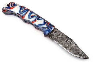 Couteau de poche pliant en acier Damas personnalisé manche en résine, nom et logo personnalisés, qualité supérieure pour la chasse, le camping, cadeau idéal - Product Image 5