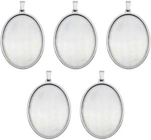 Composant de pendentif vide en argent sterling, forme de coupelle à bélière 20x30 mm, sans pierre précieuse, avec boucle de fixation, accessoires de bijouterie - Product Image 5