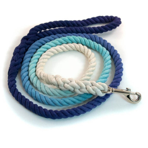 <b>Dog</b> Gift for Walking Blue Ombre Rope <b>Leash</b> with Handmade Cotton Roep and Silver Clasp 5 Fir Gift Your <b>Dog</b> - Product Image 1